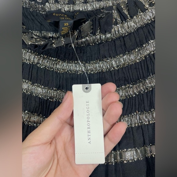 Anthropologie Current Air NWT Batia Smocked Mini Skirt Black Brown Women’s XS - Picture 5 of 14